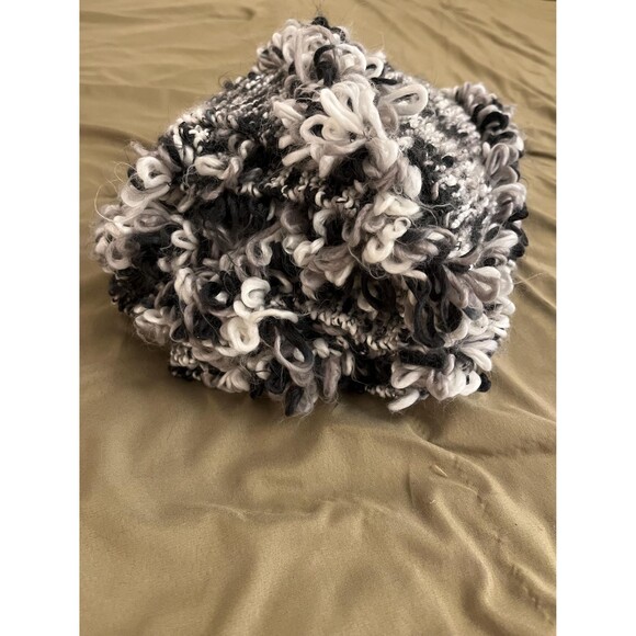 Cozy Handknit Infinity Scarf in Black & White - Picture 3 of 10